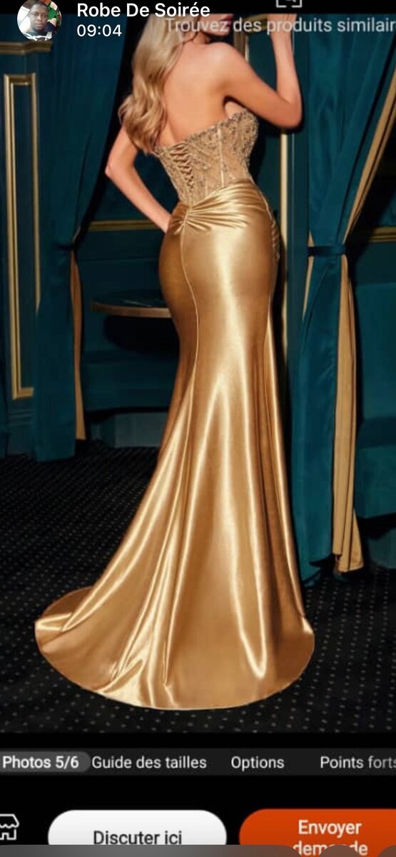 Robe de soirée dorée élégante