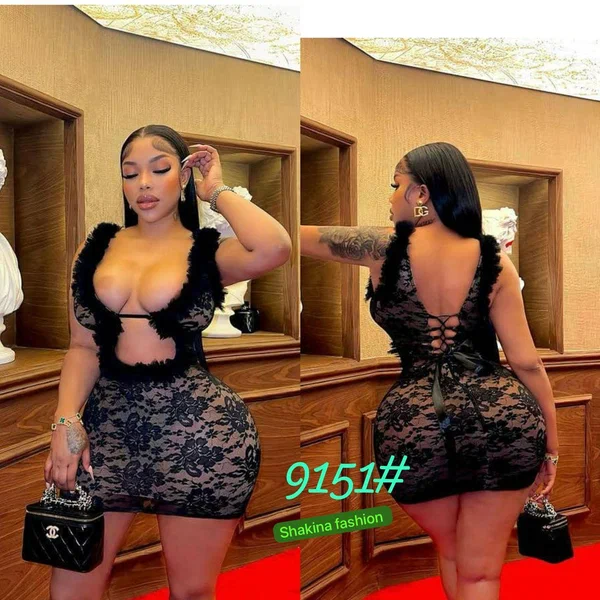 Robe en dentelle noire sexy