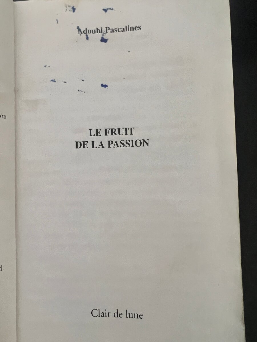 Roman 'Le Fruit de la Passion'