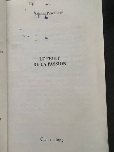 Roman 'Le Fruit de la Passion'