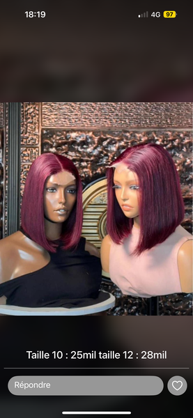 Perruque Bob Rouge Intense