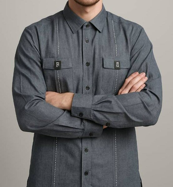 Chemise Grise à Manches Longues