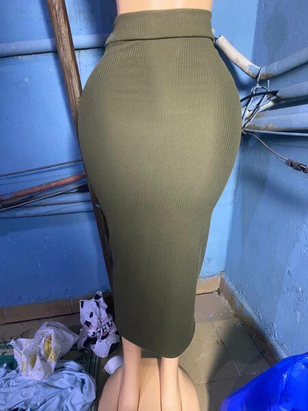 Jupe Crayon Kaki Ajustée