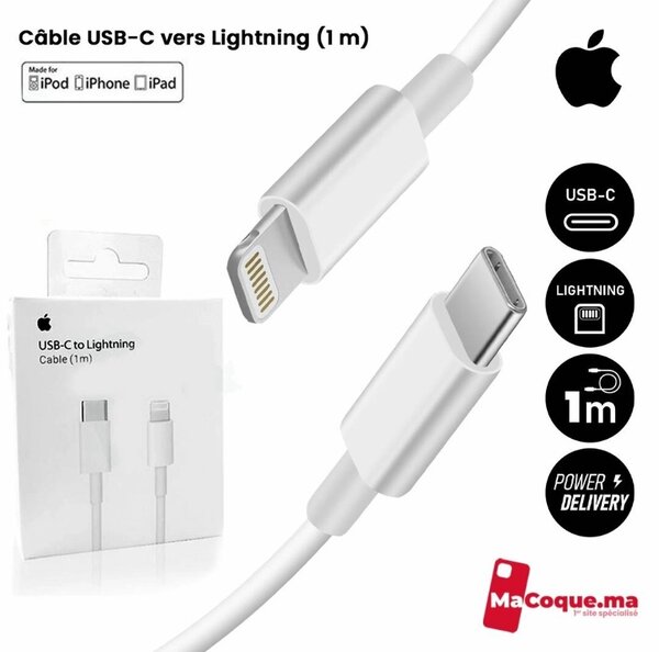 Câble USB-C vers Lightning 1m