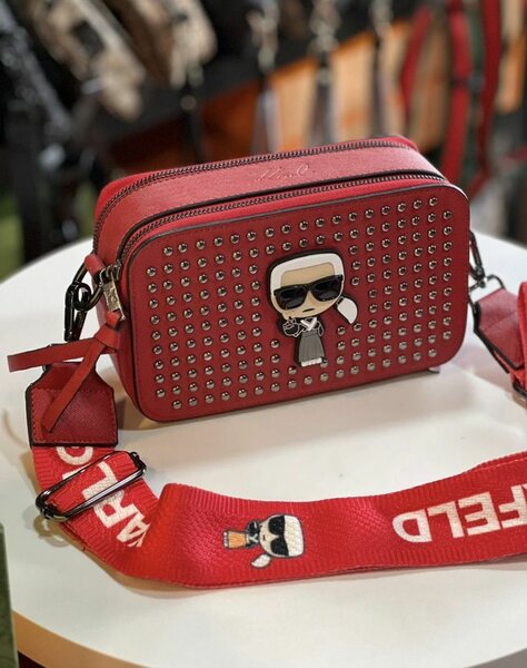Sac Bandoulière Rouge Rivets