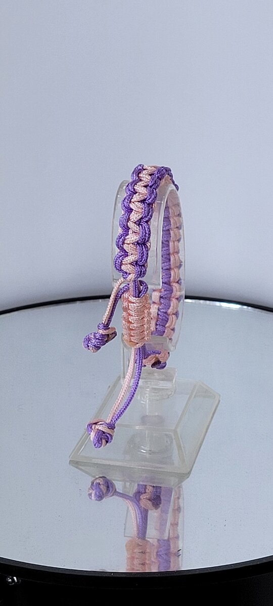Bracelet tressé rose et violet