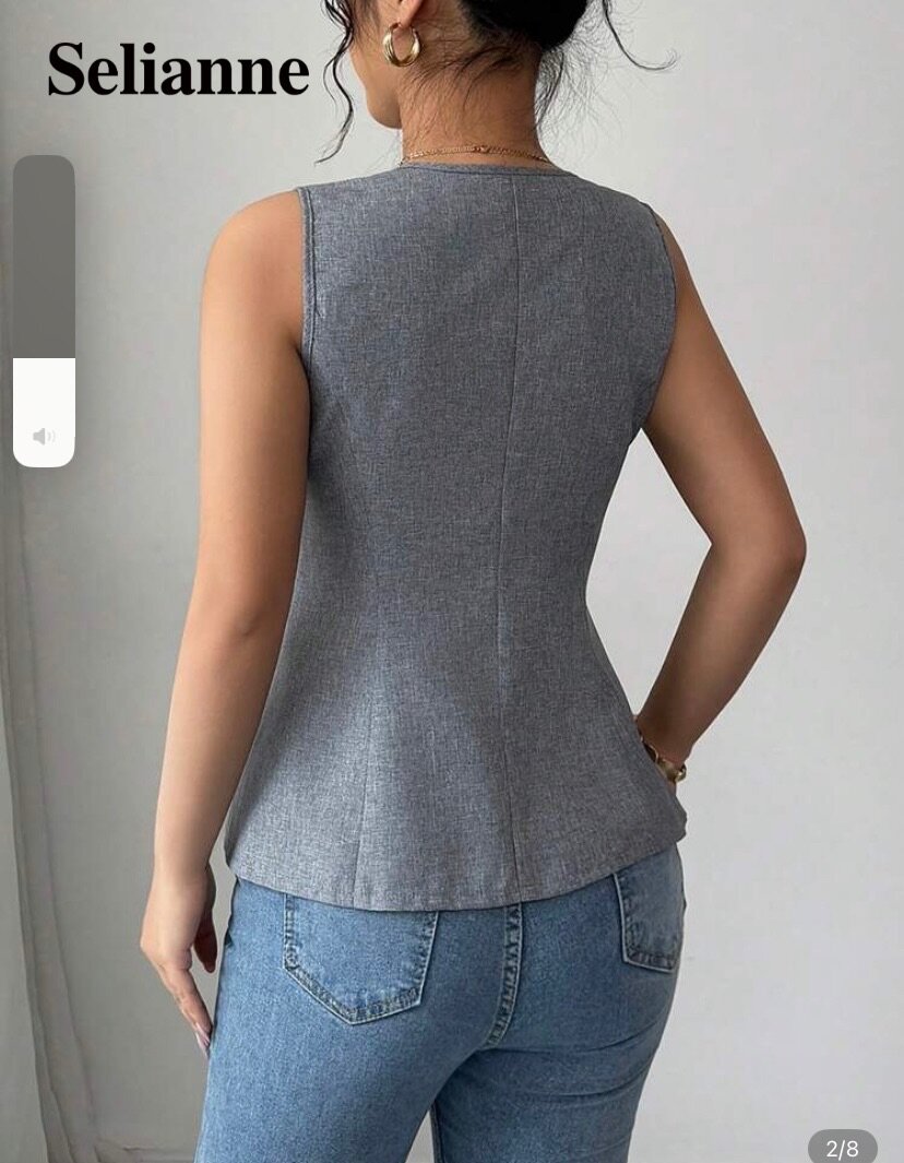 Gilet Gris Élégant Femme