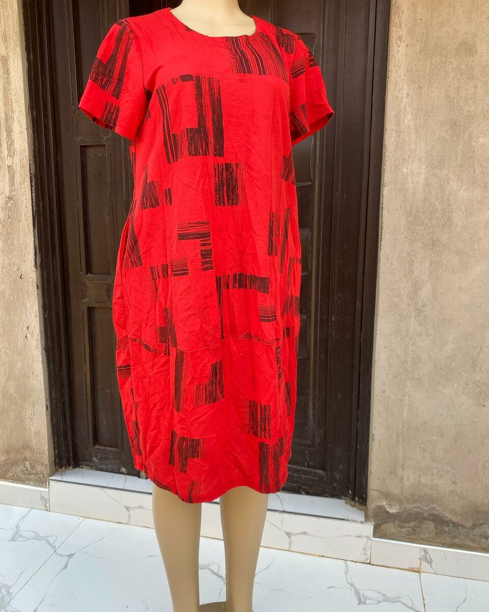 Red dress with black print