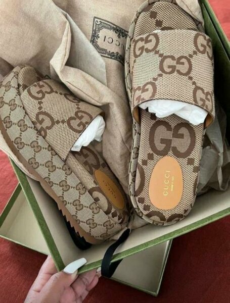Claquettes Gucci marron à plateforme