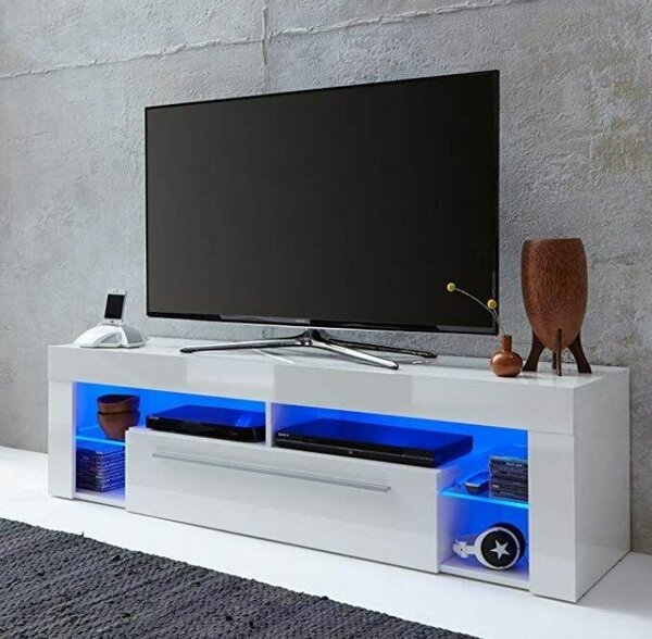 Meuble TV LED moderne blanc