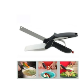 2 In 1 - Clever Cutter Knife & Cutting Board - Silver & Black