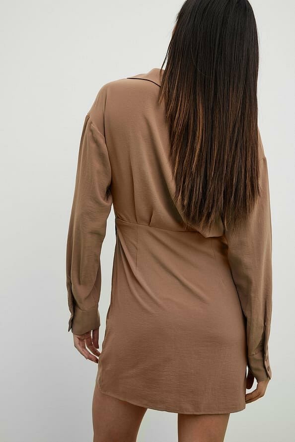 Brown Overlap Mini Dress