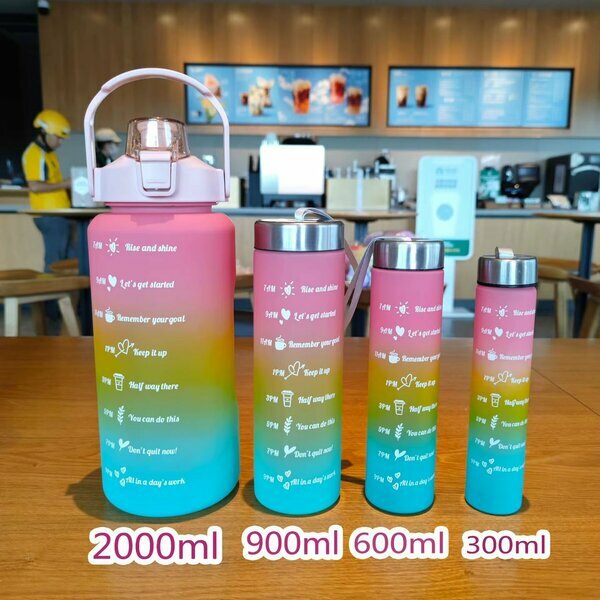 Lot de 4 bouteilles d'eau graduées