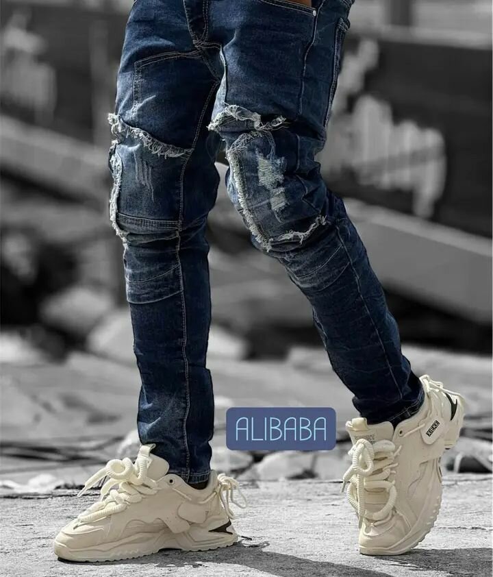 Jean déchiré streetwear homme