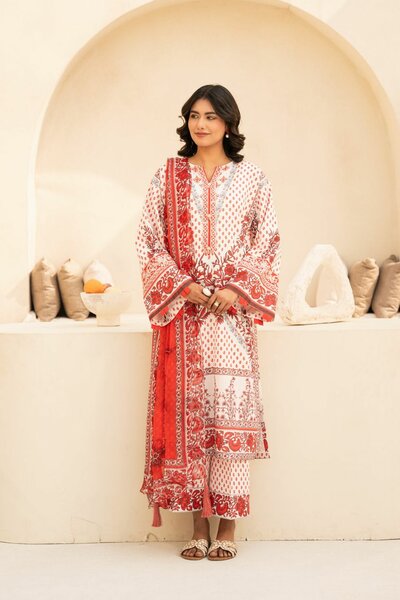 Stitch embroided lawn 3piece