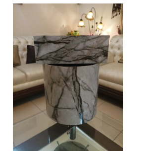 PVC Sheet Tiles Color Wooden Round Dust Bin Set