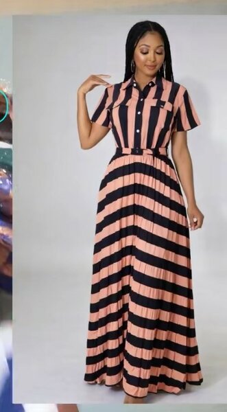 Robe longue rayée chic