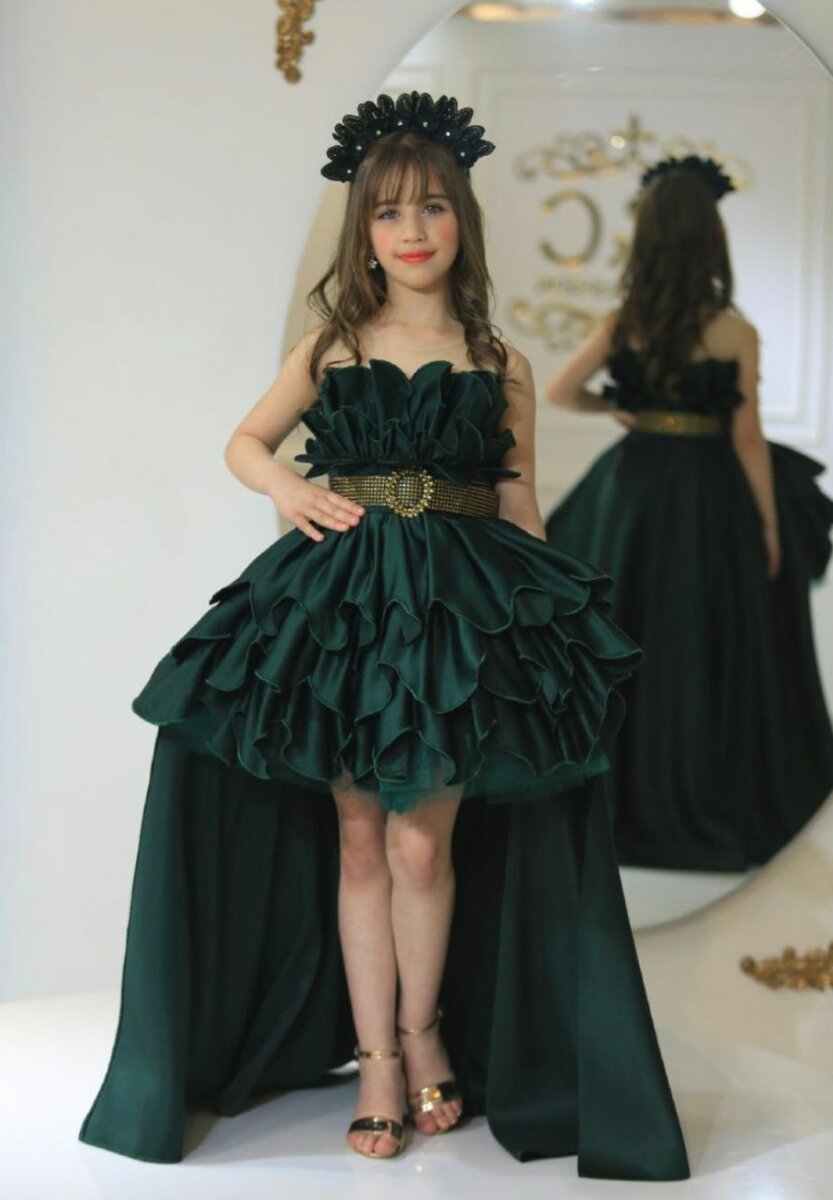Girls long short front gown