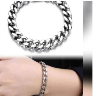 Stainless Italian silver chain baracelet hand band boy and mes