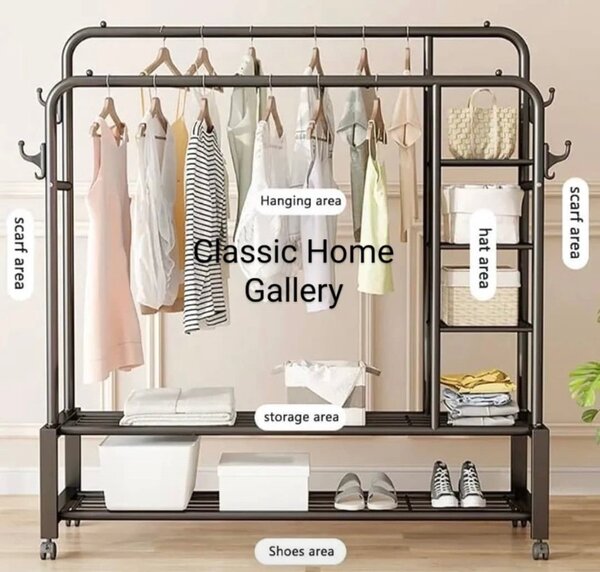 Multifunctional Hanger with Shelves.