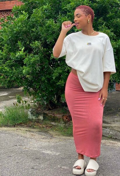 Jupe longue rose élégante