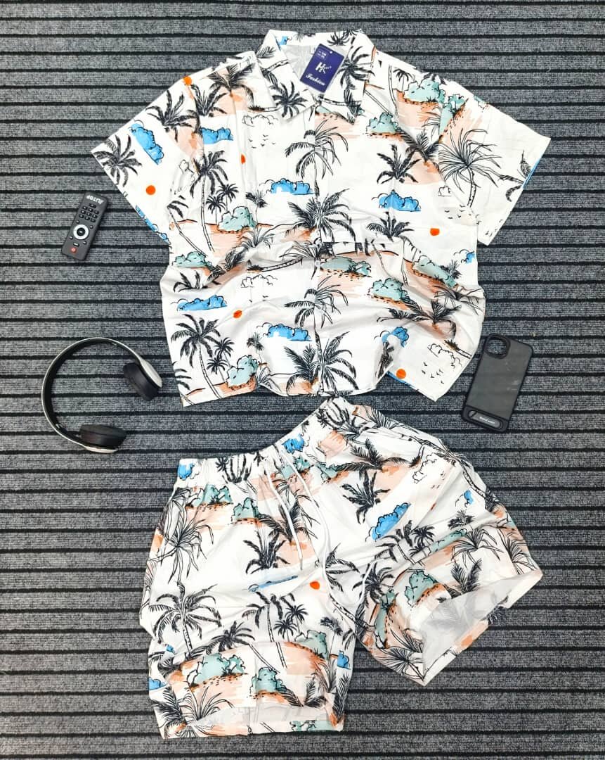 Ensemble chemise et short homme tropical
