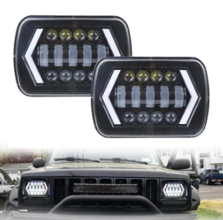 Jeep LED Headlight Square 5x7 Sealed Beam Hi-Low 2 Pc