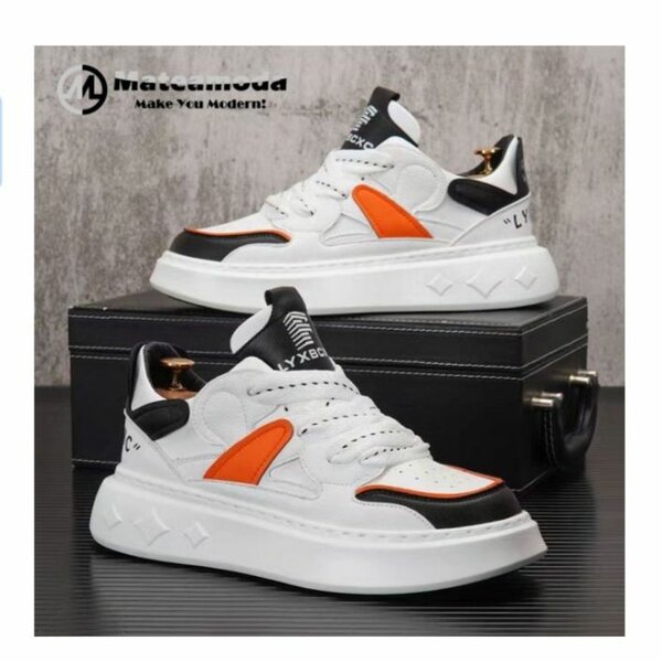 Baskets tendance blanche et orange