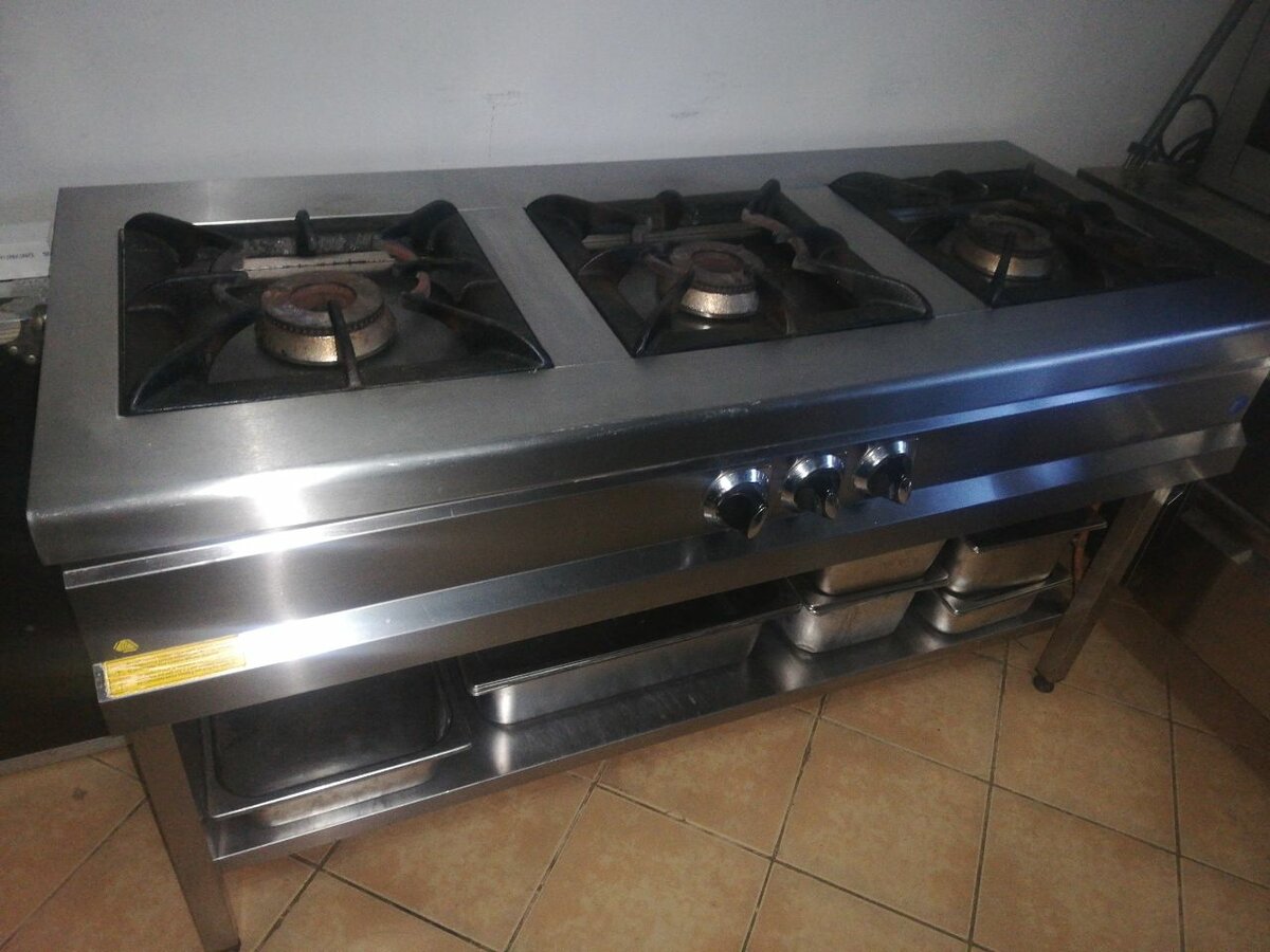3 burner industrial stainless stove
