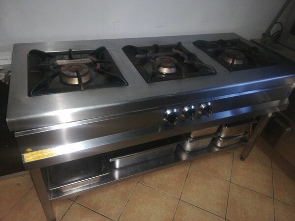 3 burner industrial stainless stove