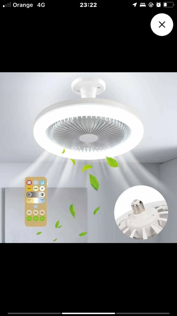 Mini ventilateur de plafond avec lumière et télécommande