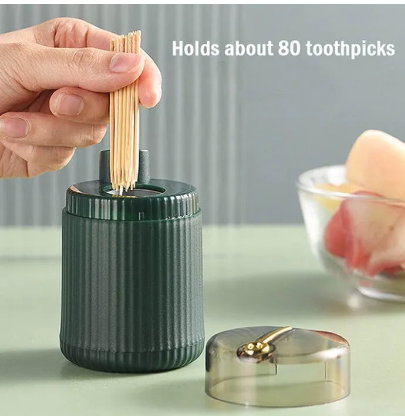 Fancy Toothpick Holder with Button - Multi-Use Fork and Toothpick Holder