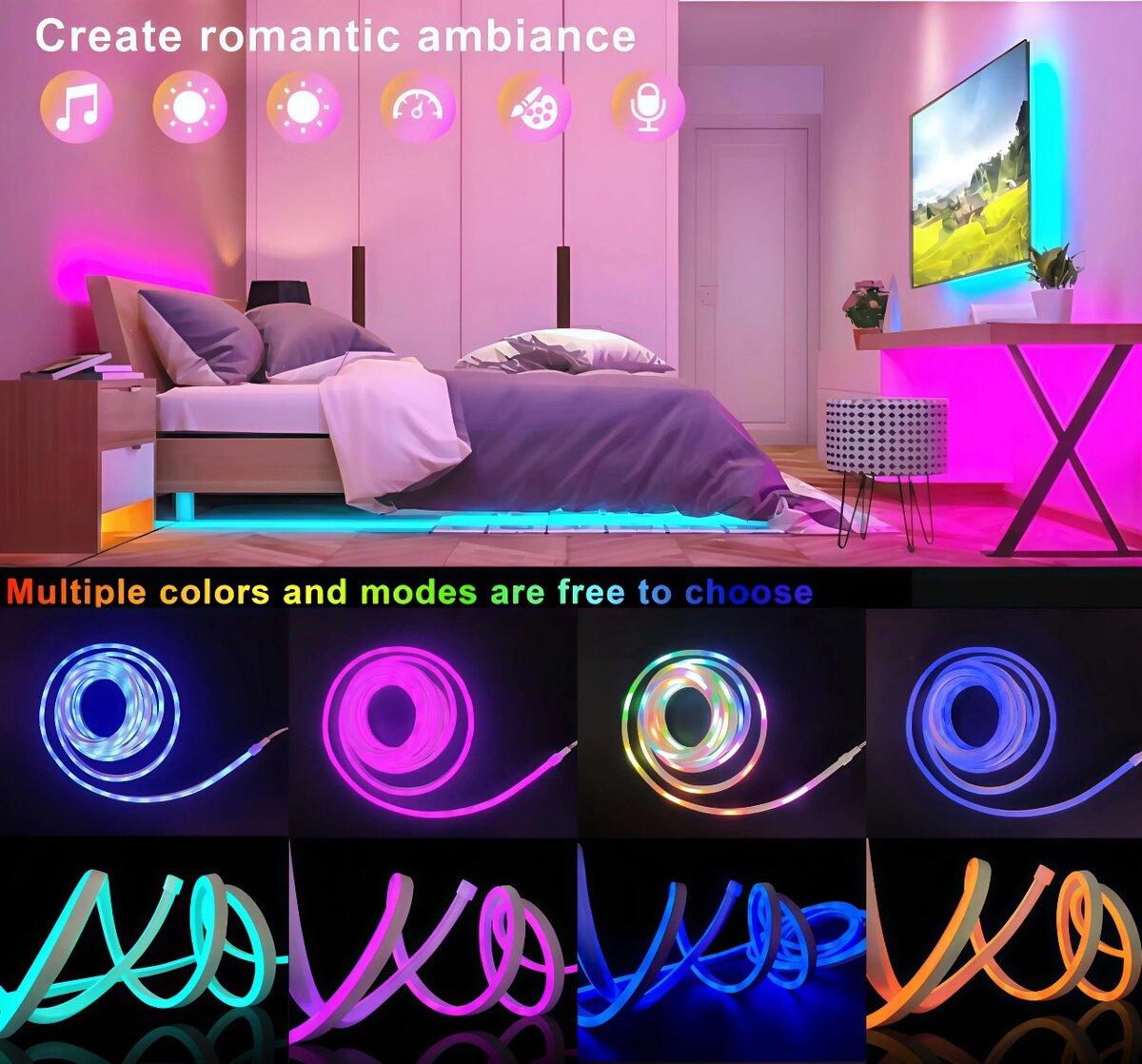 Ruban LED RGB Neon Intérieur