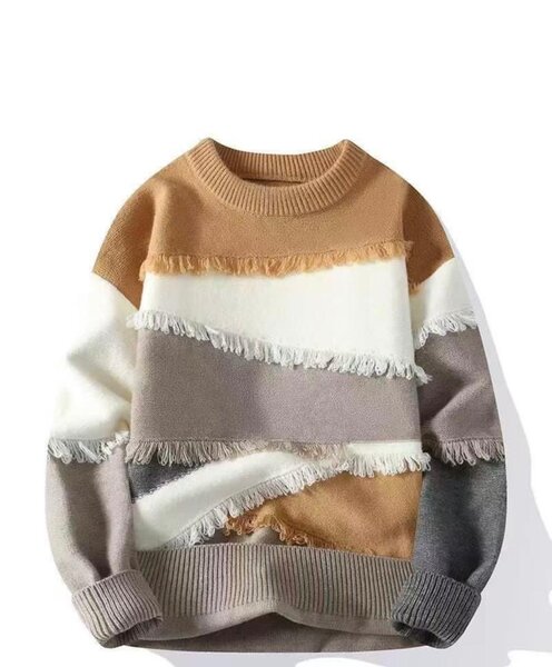 Pull en laine à franges homme