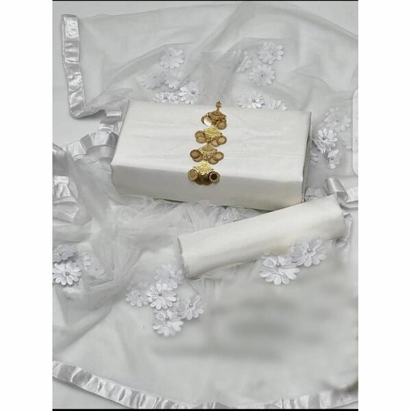 3 pcs women's unstitched Silk plain suit