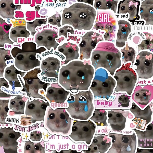 10шт на выбор. Водонепроницаемые наклейки, стикеры хомяк мем