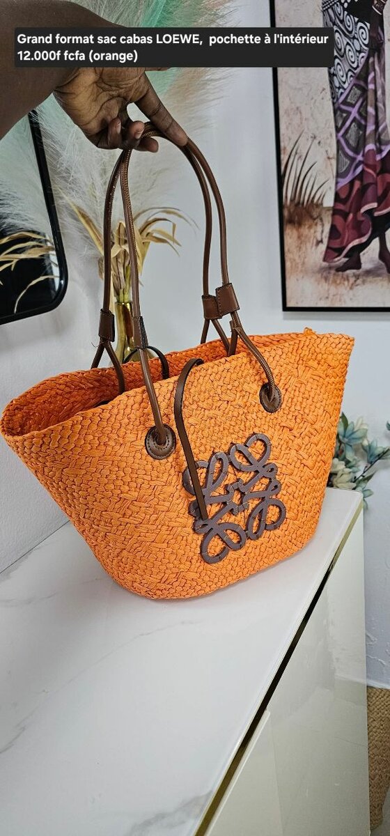 Chapeau & sac de plage orange