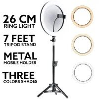 26CM Selfie LED Ring Light With 7 Feet Tripod Stand & Mobile Phone Holder for videos Photography Tiktok, youtube