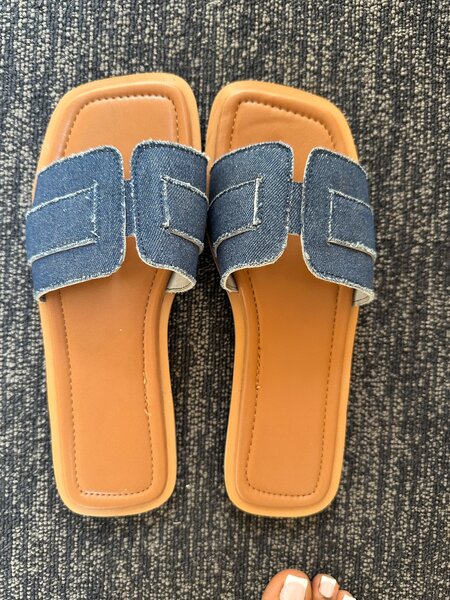 Denim slippers