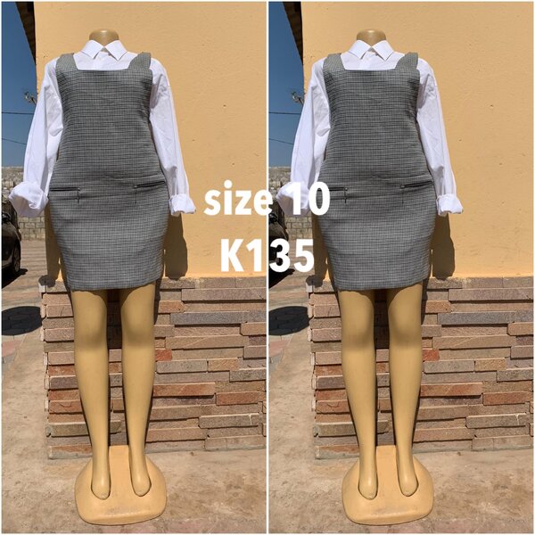 Gray sarafan in a small check, size 10