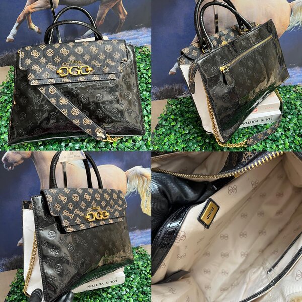 Guess authentique total cuir et vernis grand format