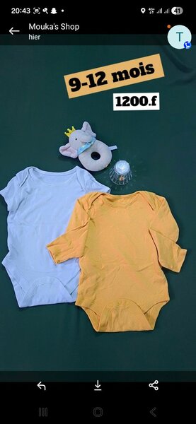Bodies bébé 9-12 mois unisexes