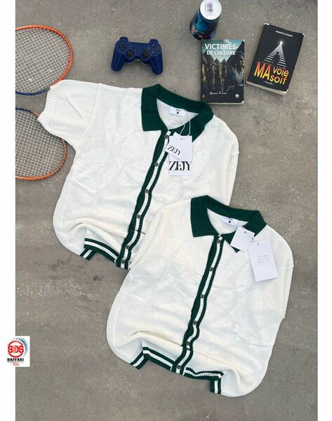 Pull tennis blanc et vert