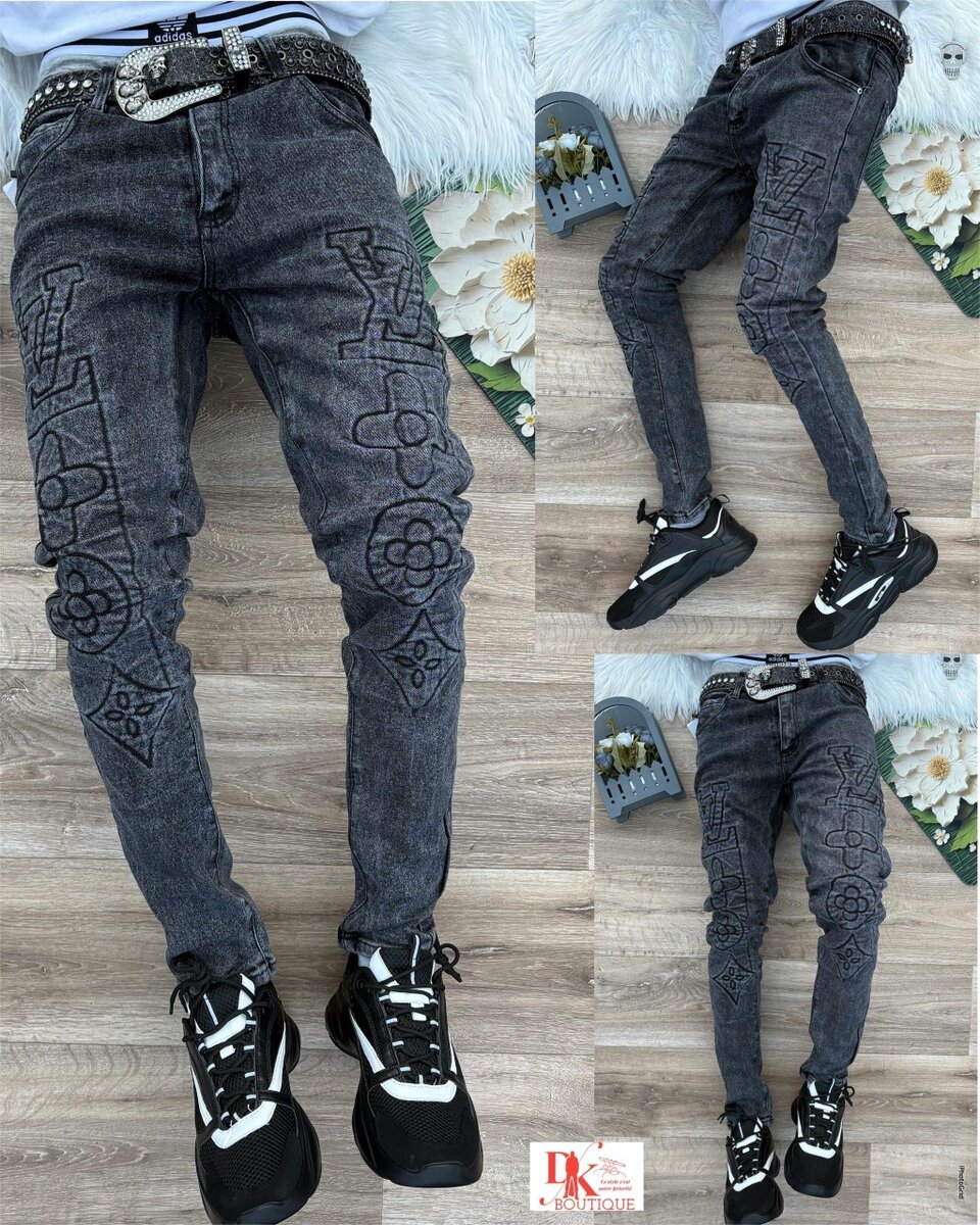 Jean slim brodé pour hommes