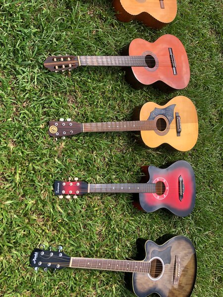 Guitares acoustiques colorées