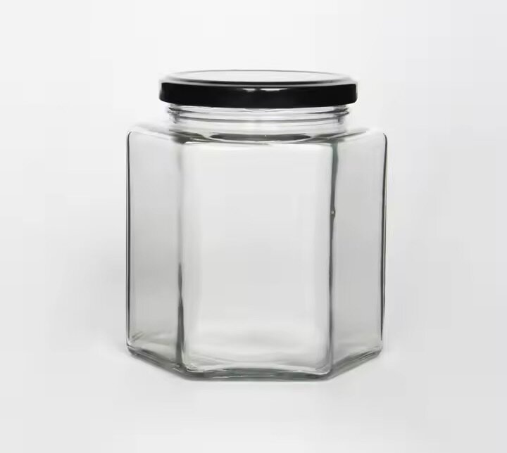 500ml hexagonal glass jar