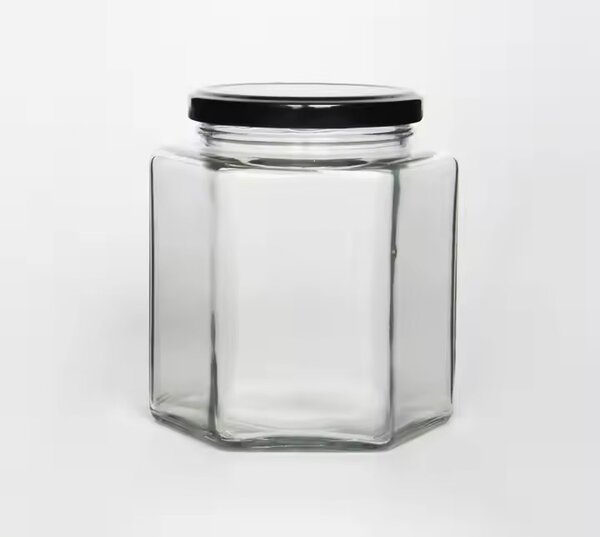 500ml hexagonal glass jar