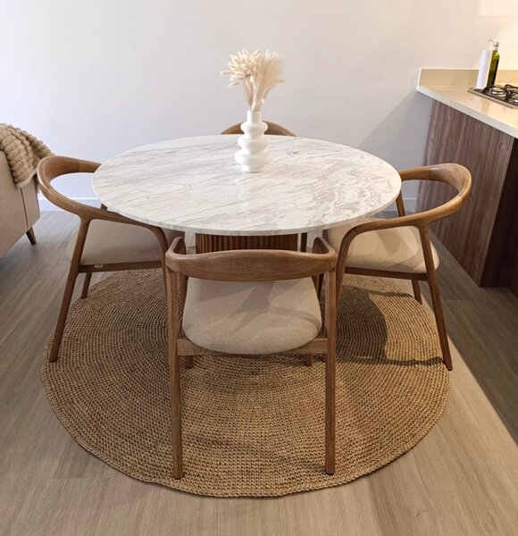 Table ronde en marbre et bois