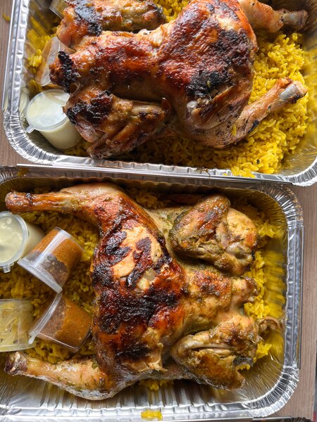 Poulet rôti avec riz safrané