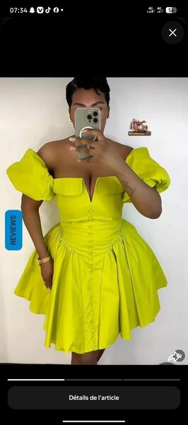 Robe Jaune Épaules Dénudées